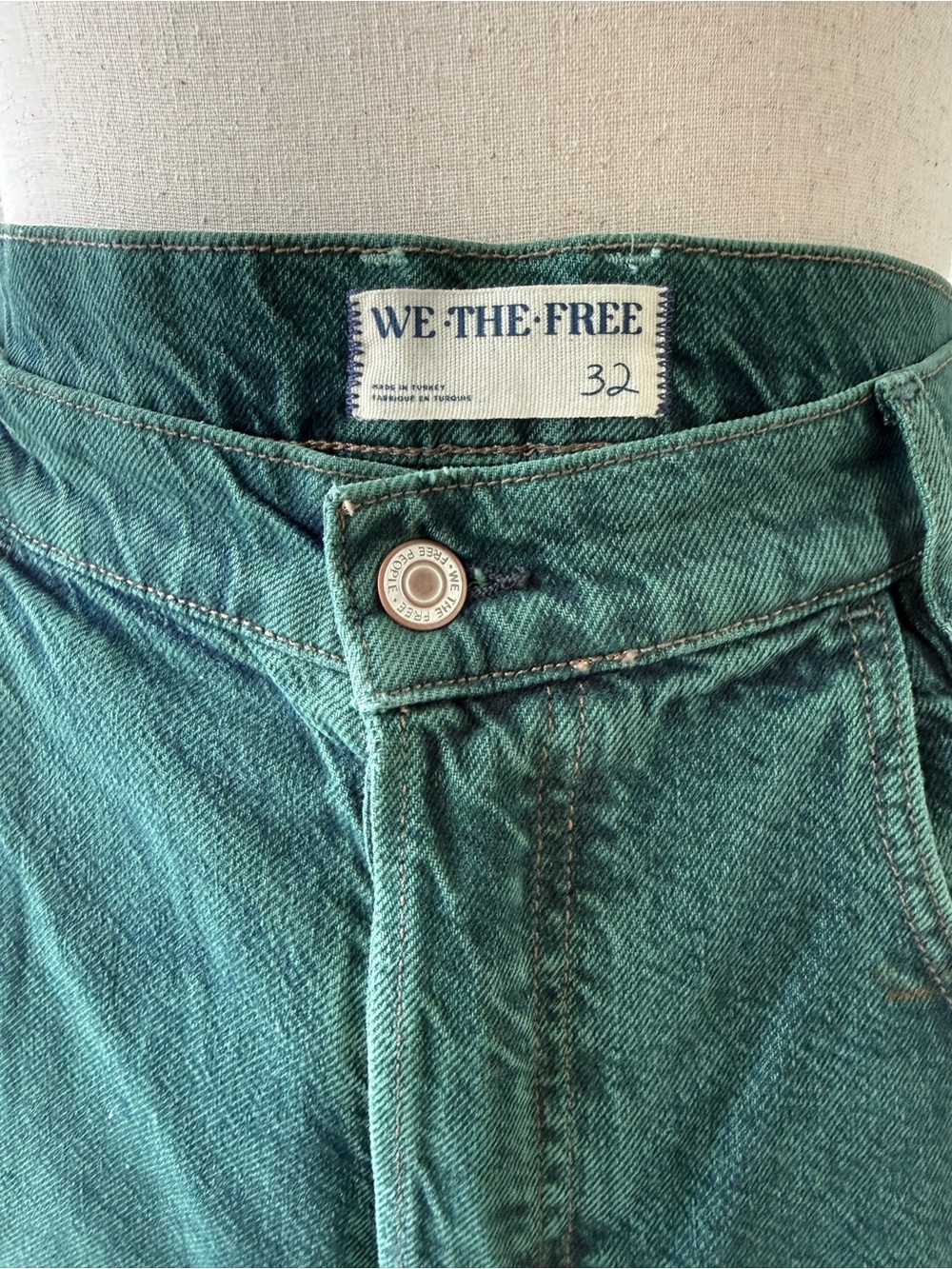 Free People Final Countdown Cuffed Low-Rise Jeans in Luke Green - Picture 4 of 12